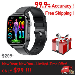 New Year Special Offer 🔥 KealthTech TK166 One click micro examination of Five Organ Health Monitoring Blood Glucose Blood Lipids Uric Acid Blood Pressure Blood Oxygen SOS Smart Watch