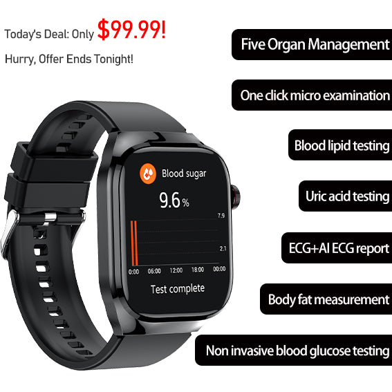 KealthTech TK16 🔥Blood Glucose + Five Organ Health Monitoring 🔥 High end Health Management Smart Watch-1