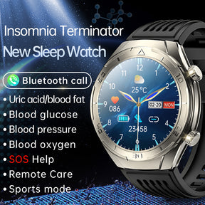 Kealthtech FD02 CES Sleep Aid Blood Glucose Blood Fat Uric Acid Blood Pressure Blood oxygen ECG Heart Rate SOS Smart Watch