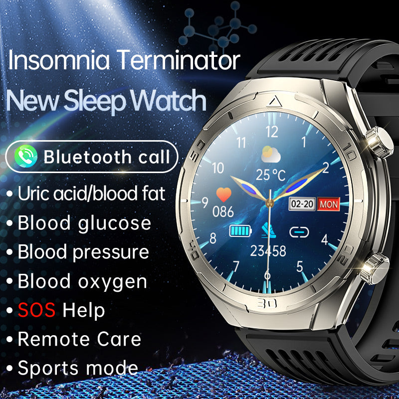 Kealthtech FD02 CES Sleep Aid Blood Glucose Blood Fat Uric Acid Blood Pressure Blood oxygen ECG Heart Rate SOS Smart Watch