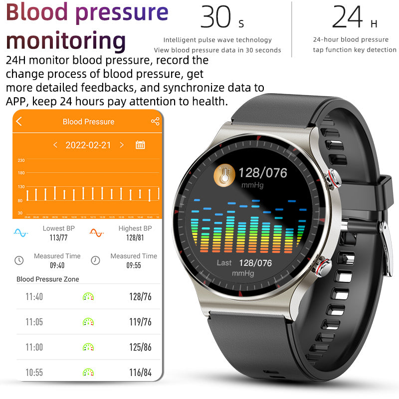 KealthTech K08 High-precision ECG Blood Pressure Heart Rate Monitoring Notifications Smart Watch
